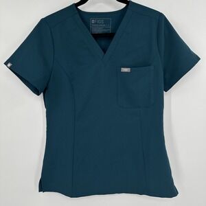 Figs Scrub Top‎ Womens Small Blue Technical Collection Medical Uniform Nursing